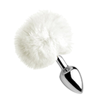 White Fluffy Bunny Tail Anal Plug