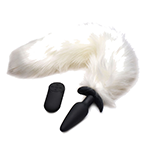 Vibrating White Fox Tail Slender Anal Plug