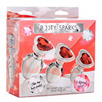 Red Heart Gem Glass Anal Plug Set