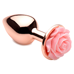 Rose Gold Anal Plug with Pink Flower