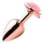 Rose Gold Anal Plug with Pink Flower