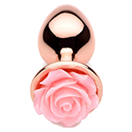 Rose Gold Anal Plug with Pink Flower