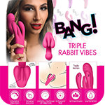 10X Triple Rabbit Silicone Vibrator - Pink