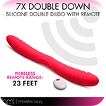 7X Double Down Silicone Double Dildo with Remote - Pink