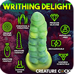 Squirmer Thrusting and Vibrating Silicone Dildo