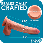 9.8 Inch Dual Density Uncut Dildo with Balls