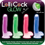 7 Inch Glow-in-the-Dark Silicone Dildo with Balls - Blue