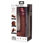 Real Skin Silicone Dildo with Balls 10 Inch - Dark